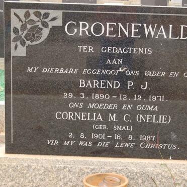 GROENEWALD Barend P.J. 1890-1971 &amp; Cornelia M.C. SMAL 1901-1987