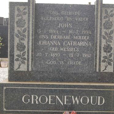 GROENEWOUD John 1894-1934 &amp; Johanna Catharina WESSELS 1893-1982