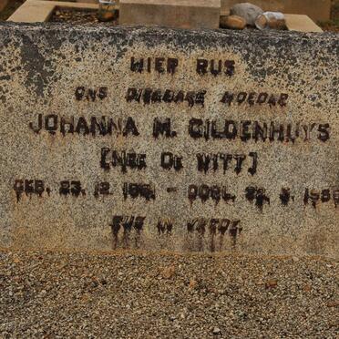 GILDENHUYS Johanna M. nee DE WITT 1861-1968