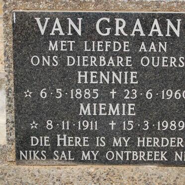 GRAAN Hennie, van 1885-1960 &amp; Miemie 1911-1989