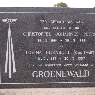 GROENEWALD Christoffel Johannes Petrus 1894-1966 &amp; Lovina Elizabeth SWART 1897-1967
