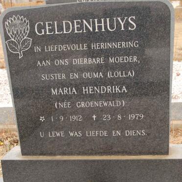 GELDENHUYS Maria Hendrika nee GROENEWALD 1912-1979