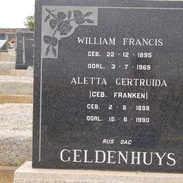 GELDENHUYS William Francis 1895-1969 &amp; Aletta Gertruida FRANKEN 1898-1990