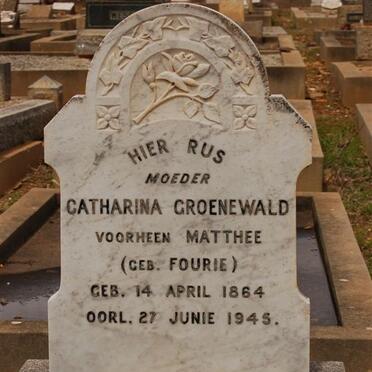 GROENEWALD Catharina voorheen MATTHEE nee FOURIE 1864-1945