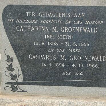 GROENEWALD Casparus M. 1894-1966 &amp; Catharina M. STEYN 1898-1956