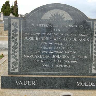 KOCK Jurie Hendrik Wessels, de 1888-1958 &amp; Margaretha Johanna WESSELS 1896-1975