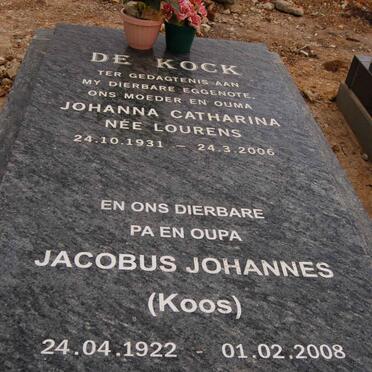 KOCK Jacobus Johannes, de 1922-2008 &amp; Johanna Catharina LOURENS 1931-2006