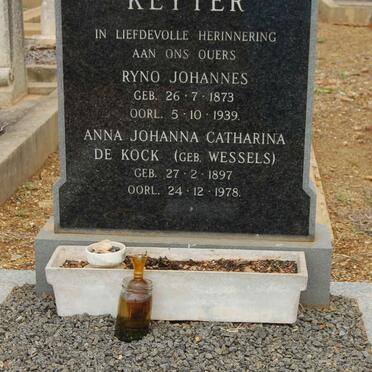 KEYTER Ryno Johannes 1873-1939 &amp; Anna Johanna Catharina de Kock WESSELS 1897-1978 :: SWART Lala nee KEYTER 1932-1999