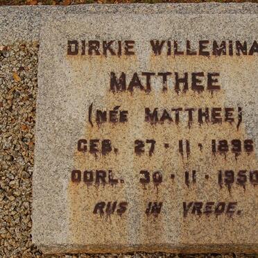 MATTHEE Dirkie Wilhelmina nee MATTHEE 1896-1950