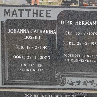 MATTHEE Dirk Hermanus 1908-1982 &amp; Johanna Catharina 1919-2000