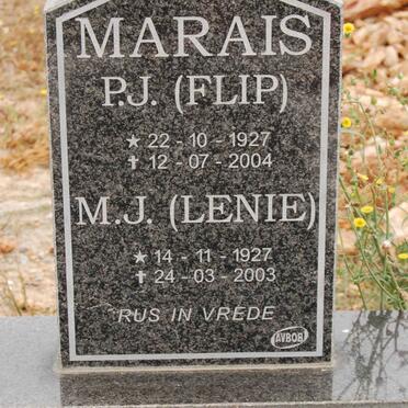 MARAIS P.J. 1927-2004 &amp; M.J. 1927-2003