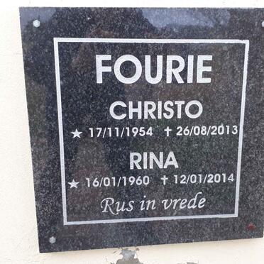 FOURIE Christo 1954-2013 &amp; Rina 1960-2014
