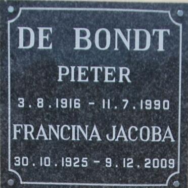 BONDT Pieter, de 1916-1990 &amp; Francina Jacoba 1925-2009