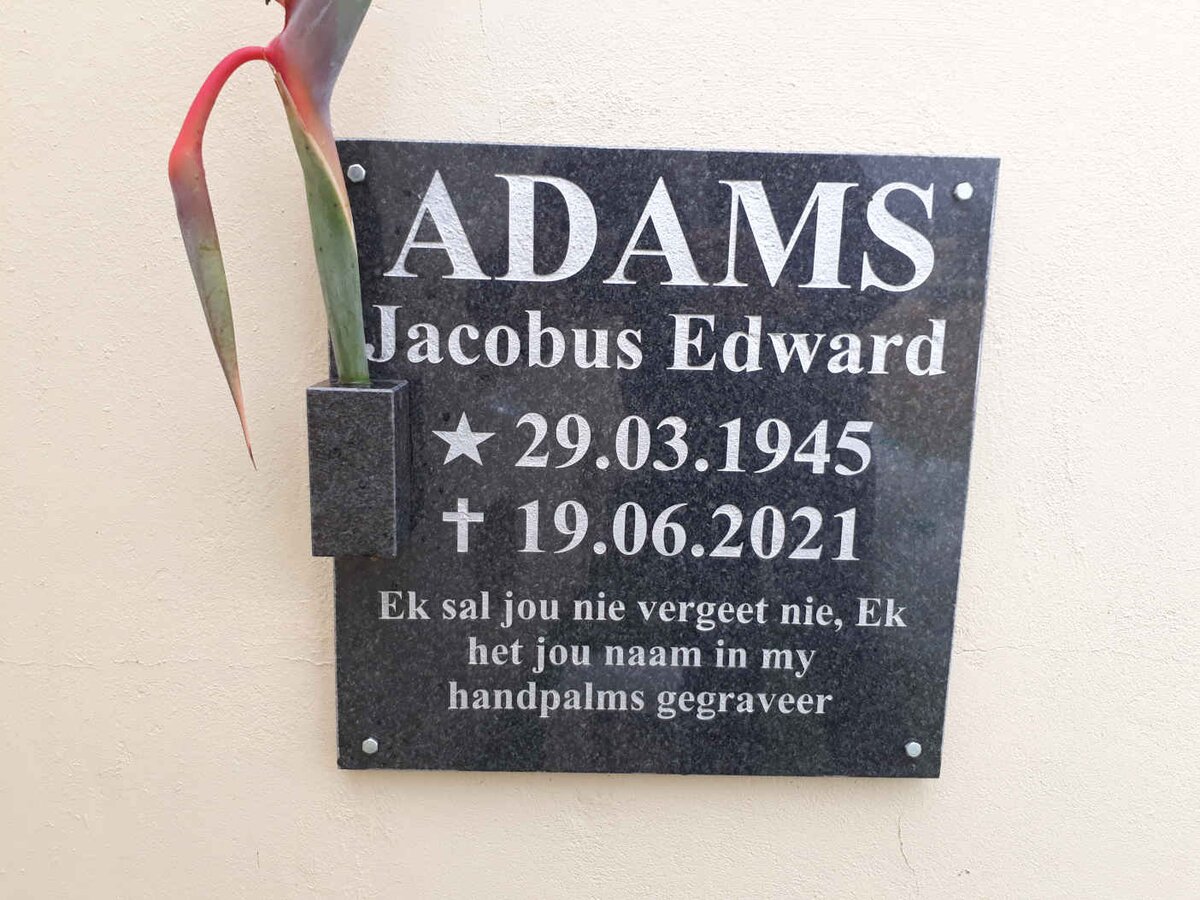 ADAMS Jacobus Edward 1945-2021