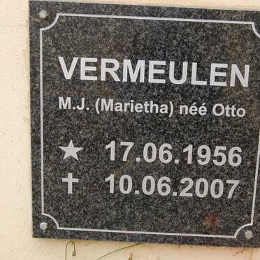 VERMEULEN M.J. nee OTTO 1956-2007