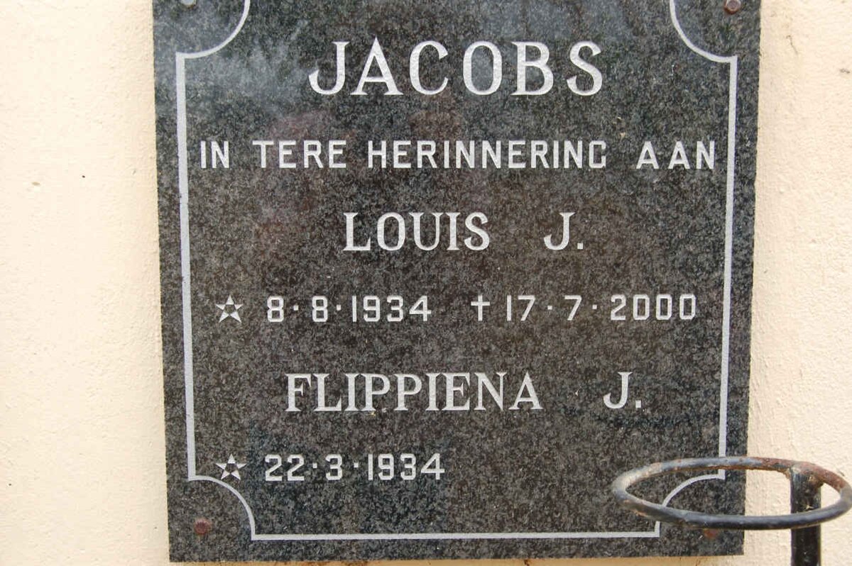 JACOBS Louis J. 1934-2000 &amp; Flippiena J. 1934-