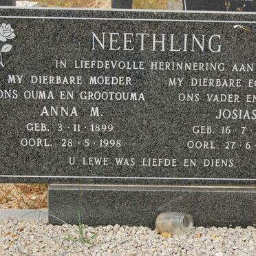 NEETHLING Josias 1902-1986 &amp; Anna M. 1899-1998