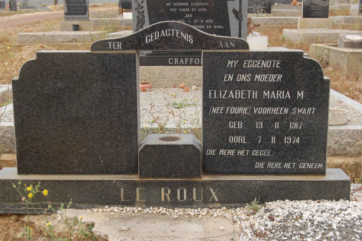 ROUX Elizabeth Maria M., le formerly SWART nee FOURIE 1917-1974