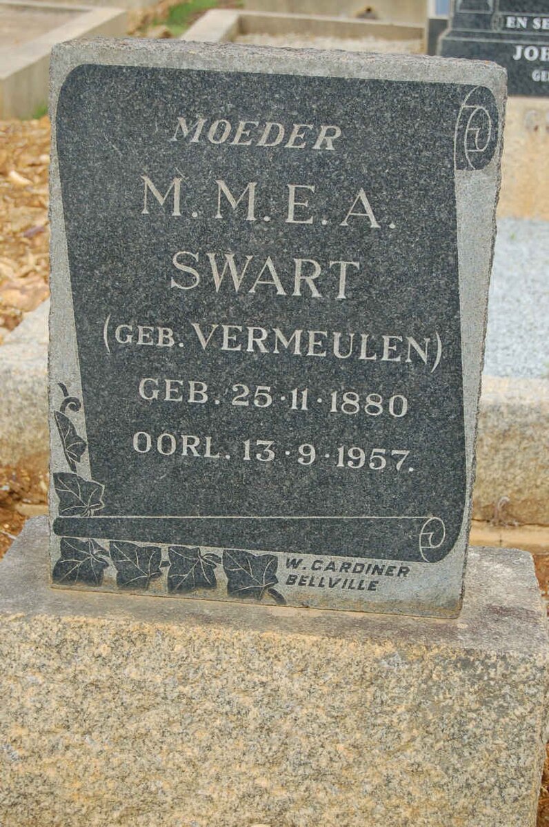SWART M.M.E.A. nee VERMEULEN 1880-1957