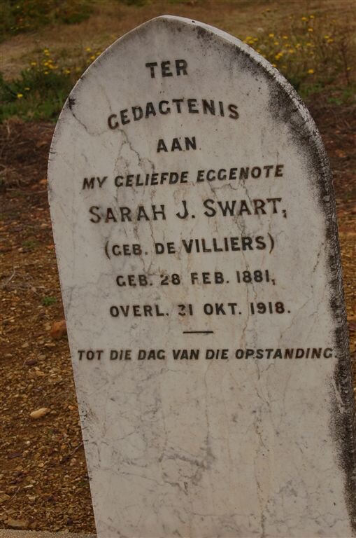 SWART Sarah J. nee DE VILLIERS 1881-1918