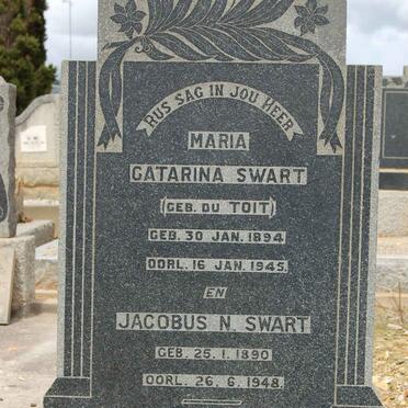 SWART Jacobus N. 1890-1948 &amp; Maria Catarina DU TOIT 1894-1945