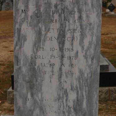 SIEBRITS Maria Aletta nee HEYDENRYCH 1918-1978