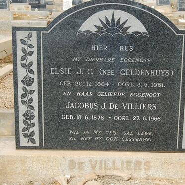 VILLIERS Jacobus J., de 1876-1966 &amp; Elsie J.C. GELDENHUYS 1884-1961