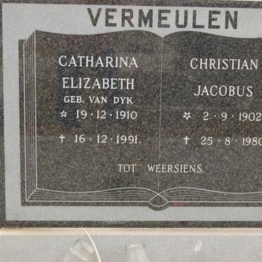 VERMEULEN Christian Jacobus 1902-1980 &amp; Catharina Elizabeth VAN DYK 1910-1991