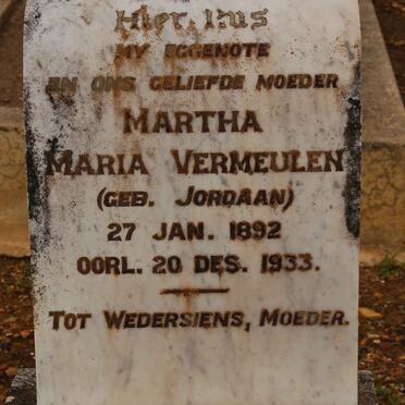 VERMEULEN Martha Maria nee JORDAAN 1892-1933