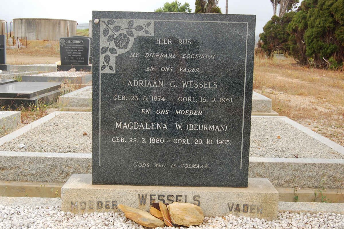 WESSELS Adriaan G.  1874-1961 &amp; Magdalena W. BEUKMAN 1880-1965