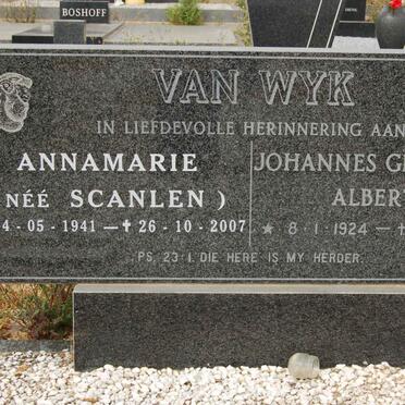 WYK Johannes Gerhardus Albertus, van 1924-1986 &amp; Annamarie SCANLEN 1941-2007