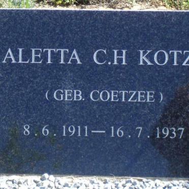 KOTZE Aletta C.H. nee COETZEE 1911-1937