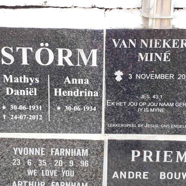 STÖRM Mathys Daniël 1931-2012 &amp; Anna Hendrina 1934- :: NIEKERK Miné, van -2015