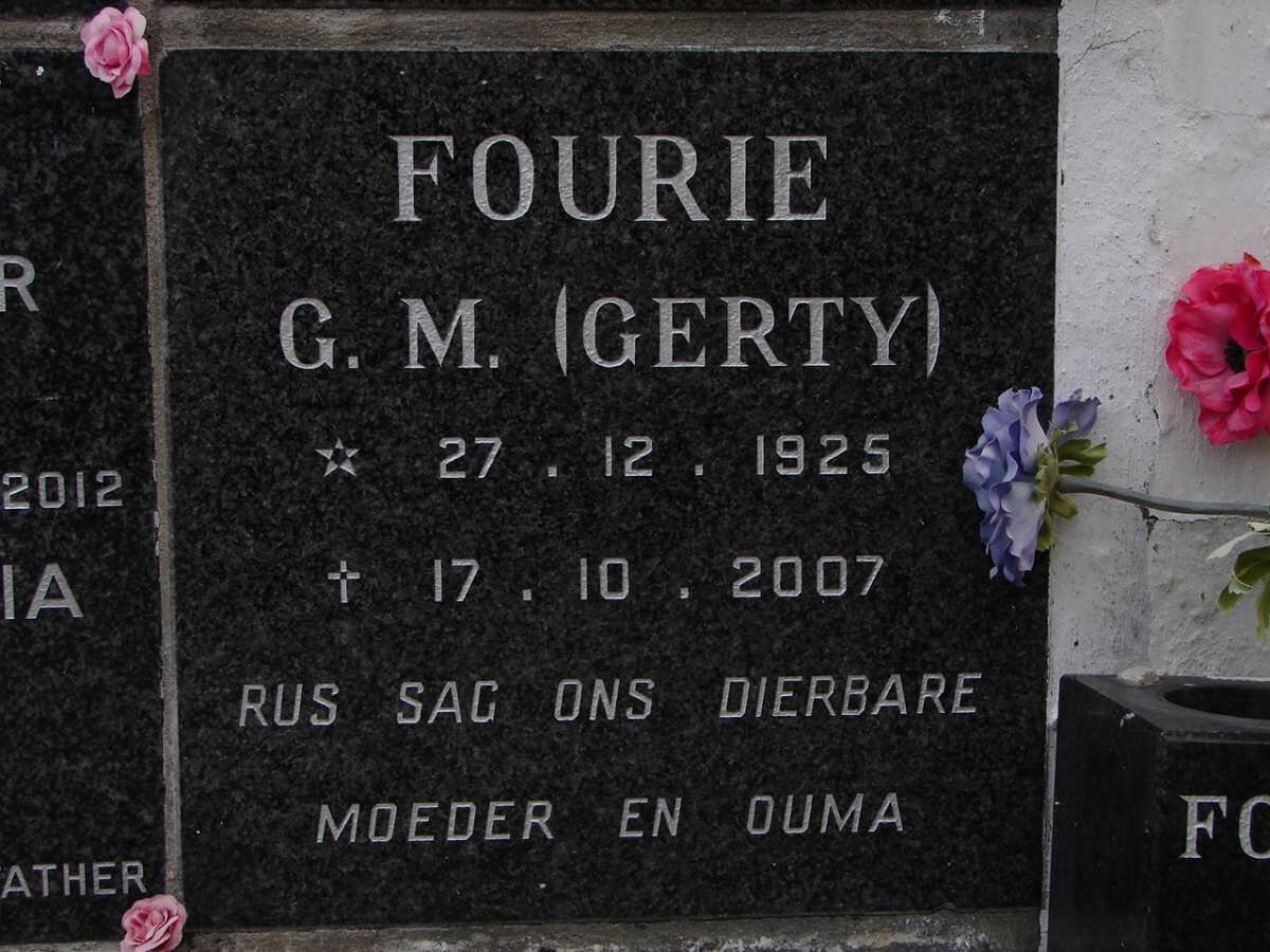 FOURIE G.M. 1925-2007