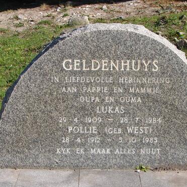 GELDENHUYS Lukas 1909-1984 &amp; Pollie WEST 1912-1985