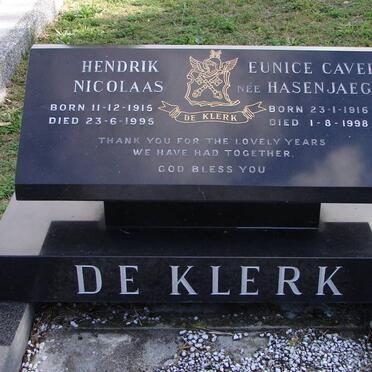 KLERK Hendrik Nicolaas, de 1915-1995 &amp; Eunice Cavell HASENJAEGER 1916-1998