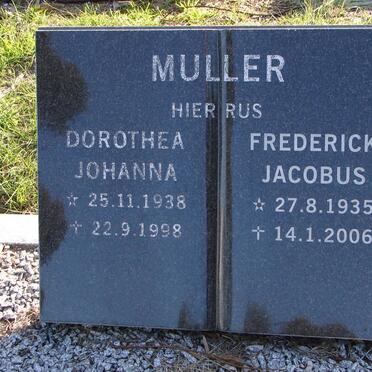 MULLER Frederick Jacobus 1935-2006 &amp; Dorothea Johanna 1938-1998