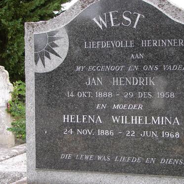 WEST Jan Hendrik 1888-1958 &amp; Helena Wilhelmina 1886-1968