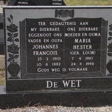 WET Johannes Francois, de 1910-1982 &amp; Maria Hester LOUW 1910-1998