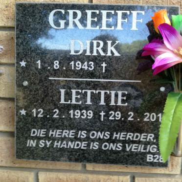 GREEFF Dirk 1943- &amp; Lettie 1939-201?