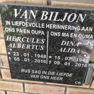 BILJON Hercules Albertus, van 1948-2016 &amp; Dina Alida 1949-2016