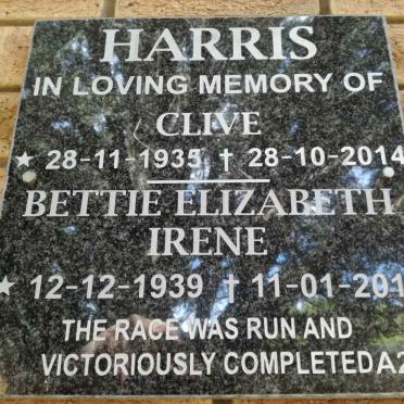 HARRIS Clive 1935-2014 &amp; Bettie Elizabeth Irene 1939-2018