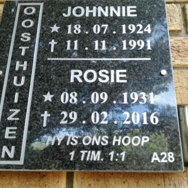 OOSTHUIZEN Johnnie 1924-1991 &amp; Rosie 1931-2016