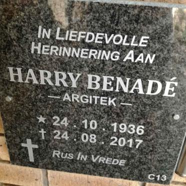 BENADE Harry 1936-2017