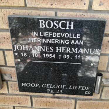 BOSCH Johannes Hermanus 1954-2015