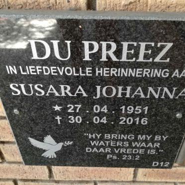 PREEZ Susara Johanna, du 1951-2016