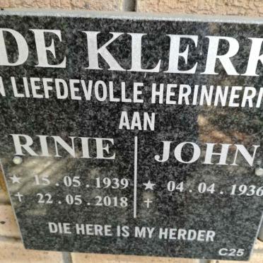 KLERK John, de 1936- &amp; Rinie 1939-2018