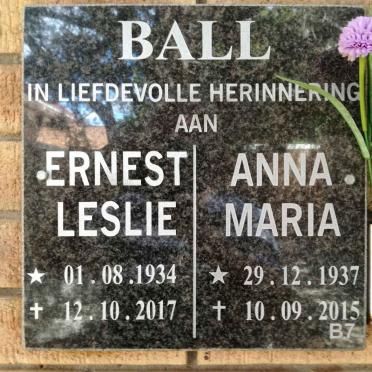 BALL Ernest Leslie 1934-2017 &amp; Anna Maria 1937-2015