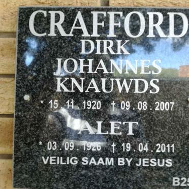 CRAFFORD Dirk Johnnes Knauwds 1920-2007 &amp; Alet 1926-2011