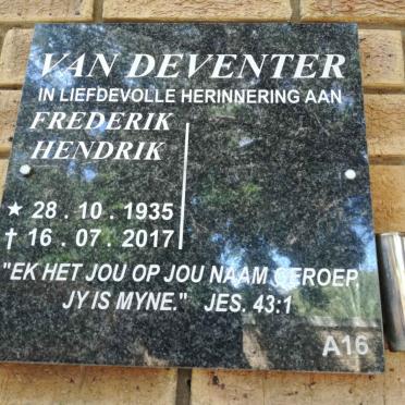 DEVENTER Frederik Hendrik, van 1935-2017